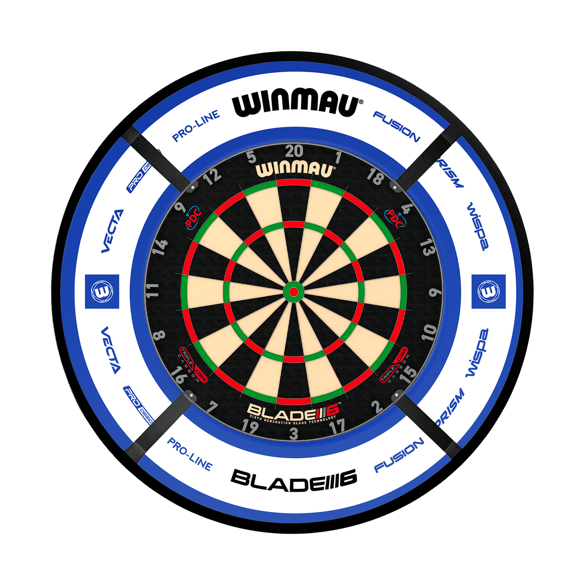 Winmau Blade 6 Dartboard, Surround & Corona Light Bundle Blade 6 Triple Core / Pro 2.0 Blue / Target Corona Vision Boards