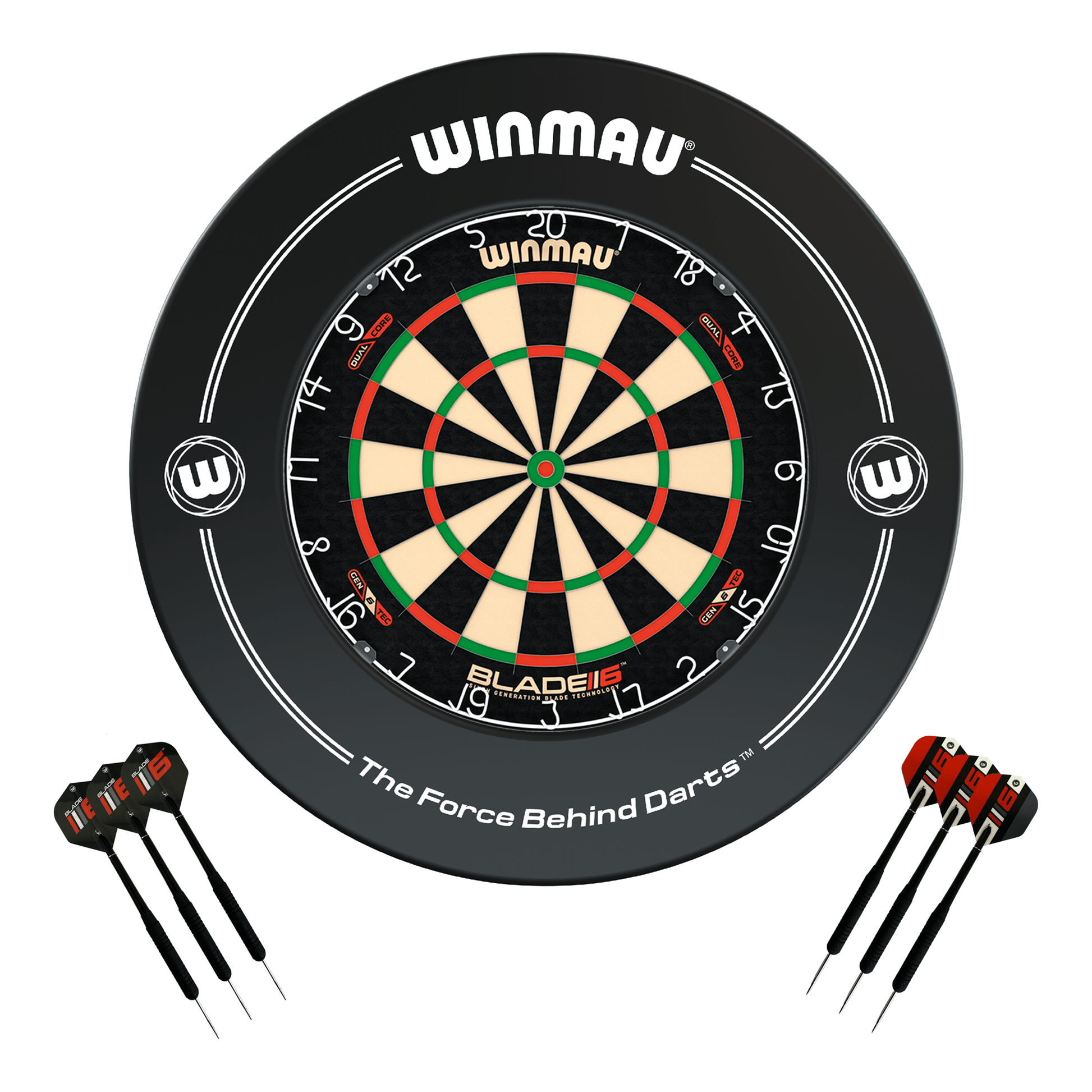 Winmau Blade 6 Dartboard, Surround & Darts - Complete Darts Set Blade 6 Dual Core / Black Boards