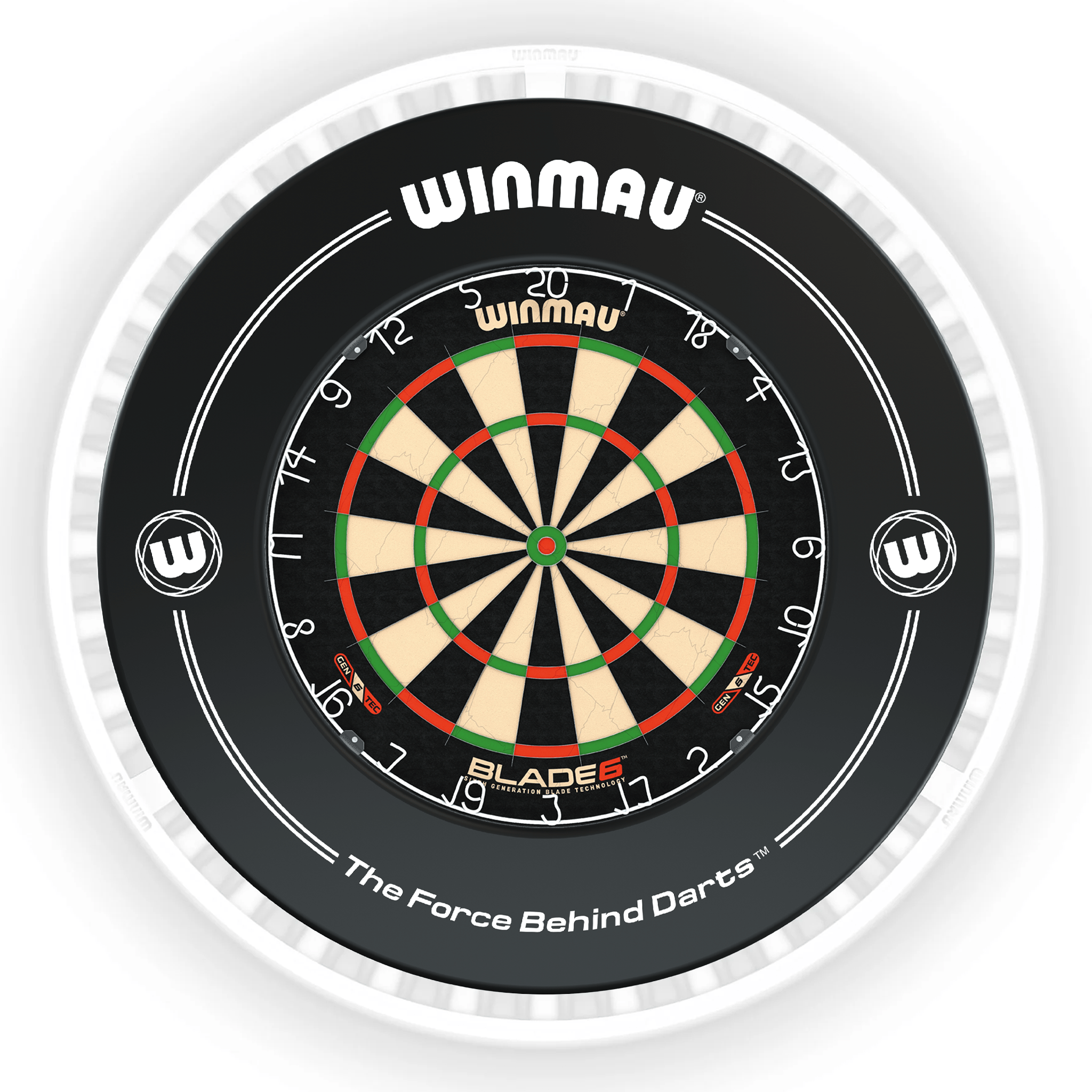 Winmau Blade 6 Dartboard, Surround & Ice White Plasma Light Bundle Blade 6 / Black / Winmau Plasma Ice White Boards