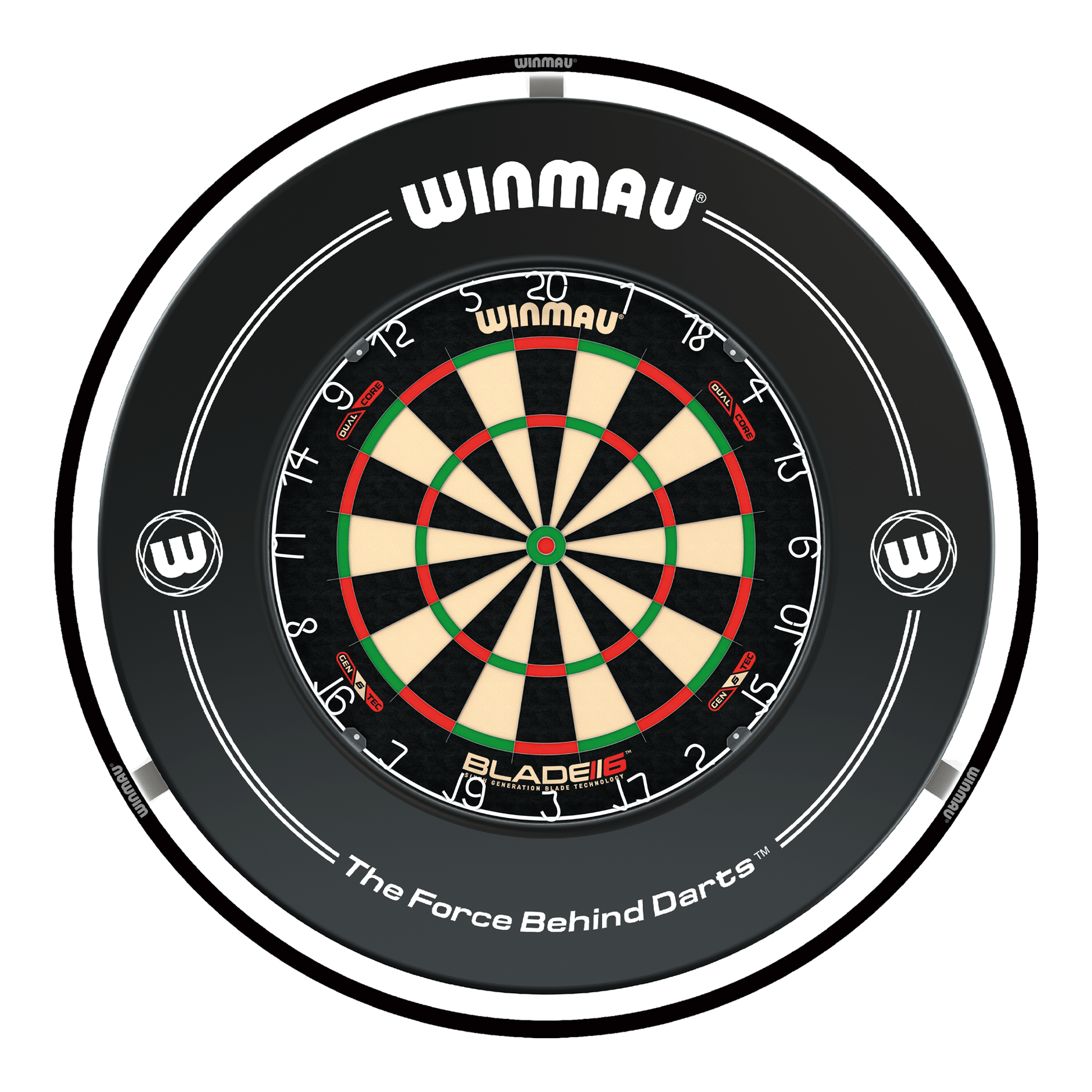 Winmau Blade 6 Dual Core Dartboard, Surround & Black Plasma Light Bundle Blade 6 Dual Core / Black / Winmau Plasma Black Boards