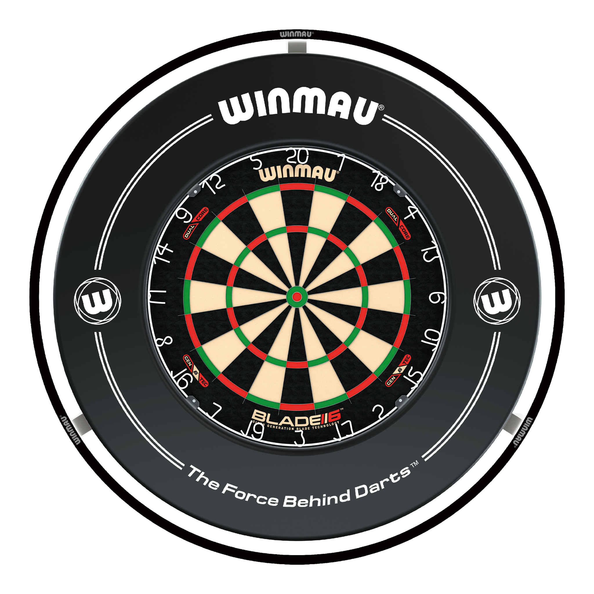 Winmau Blade 6 Dual Core Dartboard, Surround & Black Plasma Light Bundle Blade 6 Dual Core / Black / Winmau Plasma Black Boards