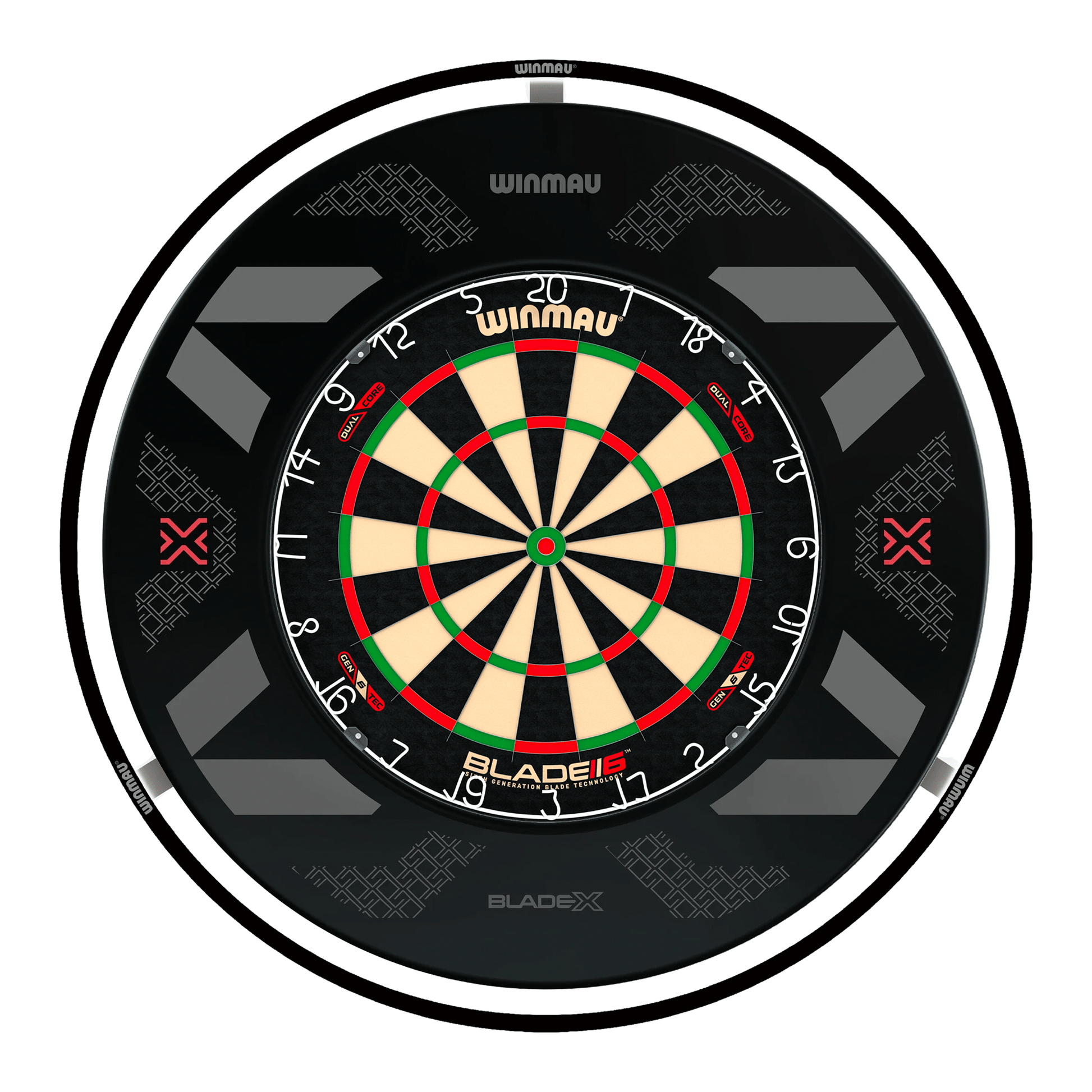 Winmau Blade 6 Dual Core Dartboard, Surround & Black Plasma Light Bundle Blade 6 Dual Core / Blade X / Winmau Plasma Black Boards