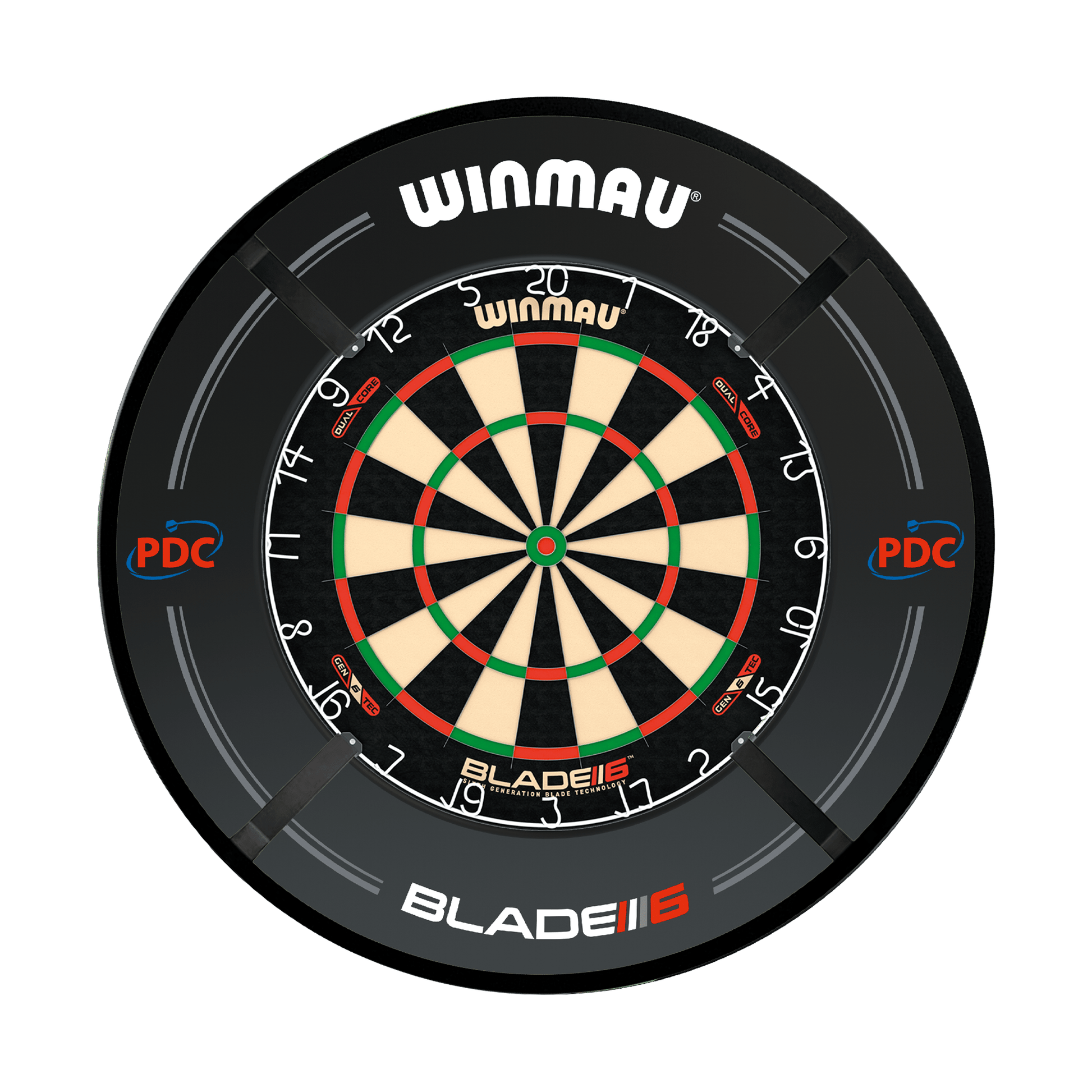 Winmau Blade 6 Dual Core Dartboard, Surround & Corona Light Bundle Blade 6 Dual Core / PDC Black / Target Corona Vision Boards