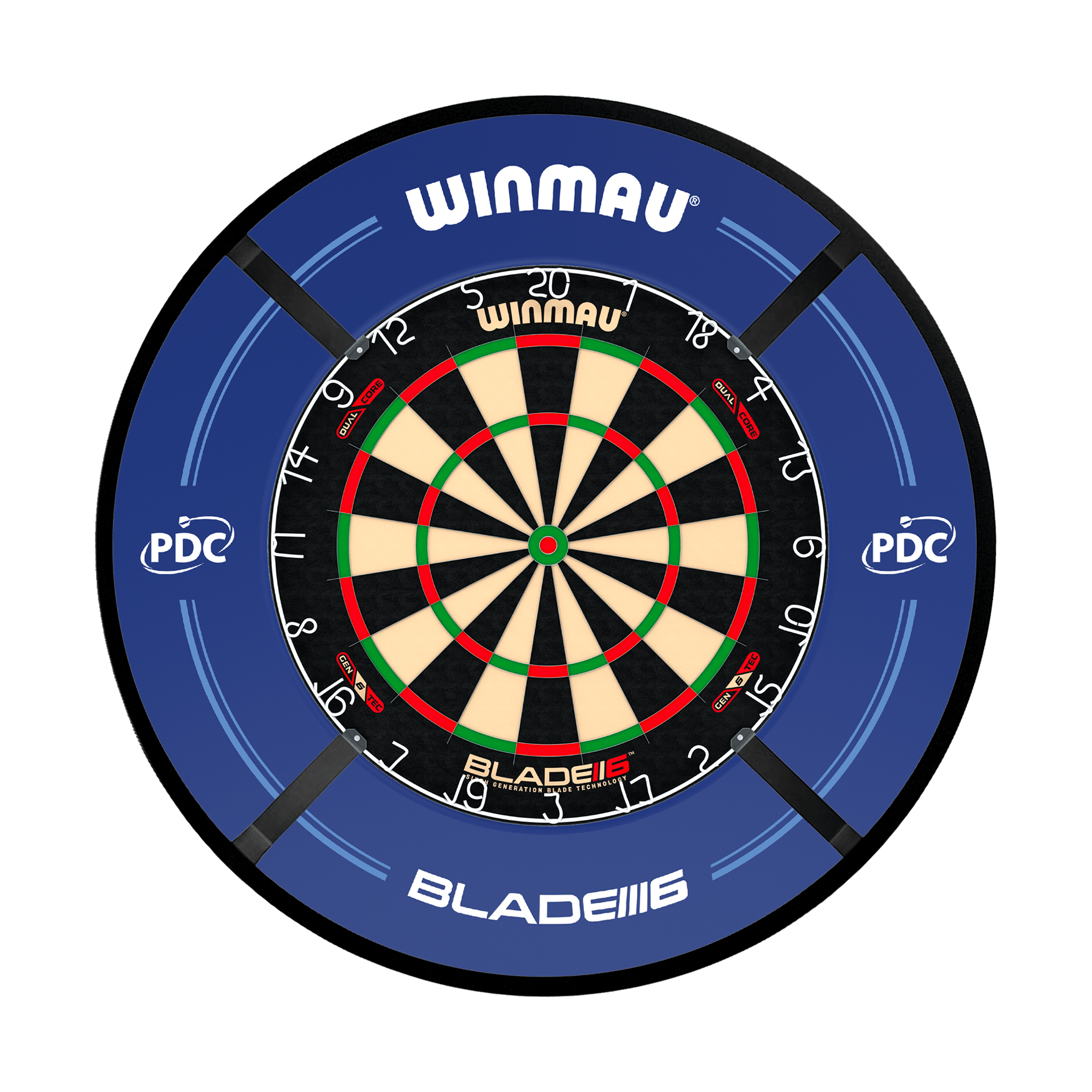 Winmau Blade 6 Dual Core Dartboard, Surround & Corona Light Bundle Blade 6 Dual Core / PDC Blue / Target Corona Vision Boards