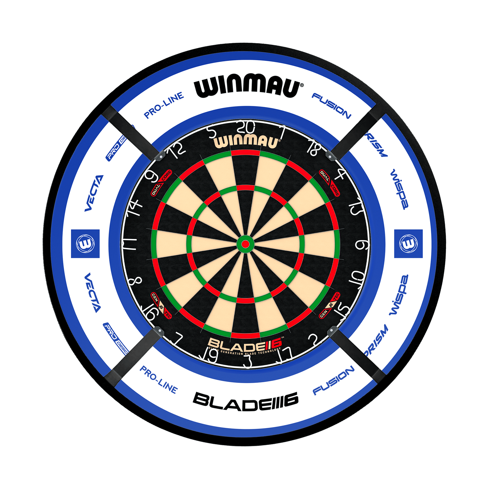 Winmau Blade 6 Dual Core Dartboard, Surround & Corona Light Bundle Blade 6 Dual Core / Pro 2.0 Blue / Target Corona Vision Boards