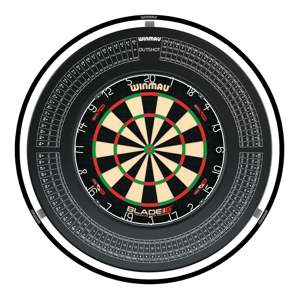 Winmau Blade 6 Dual Core Dartboard, Surround & Plasma Light Bundle Dartboard Bundles
