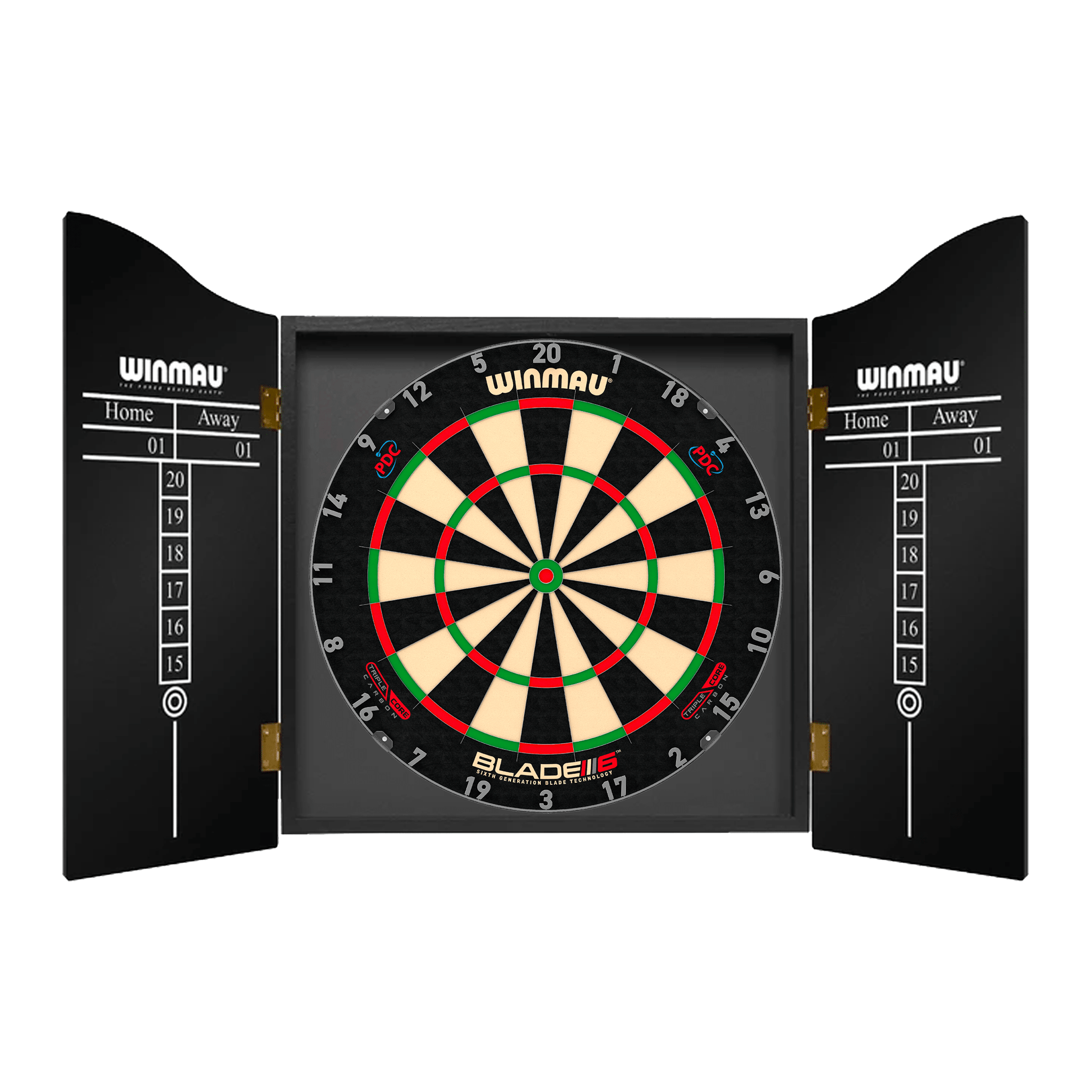 Blade 6 Triple Core Dartboard & Cabinet Bundle