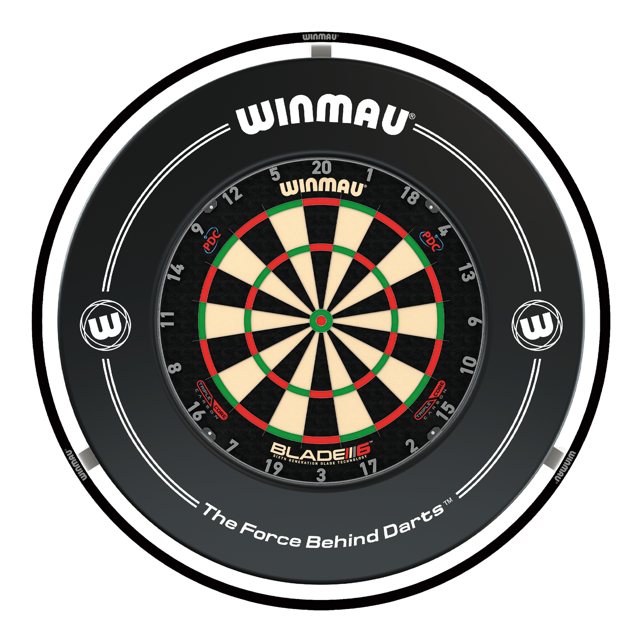 Winmau Blade 6 Triple Core Dartboard, Surround & Black Plasma Light Bundle Blade 6 Triple Core / Black / Winmau Plasma Black Boards