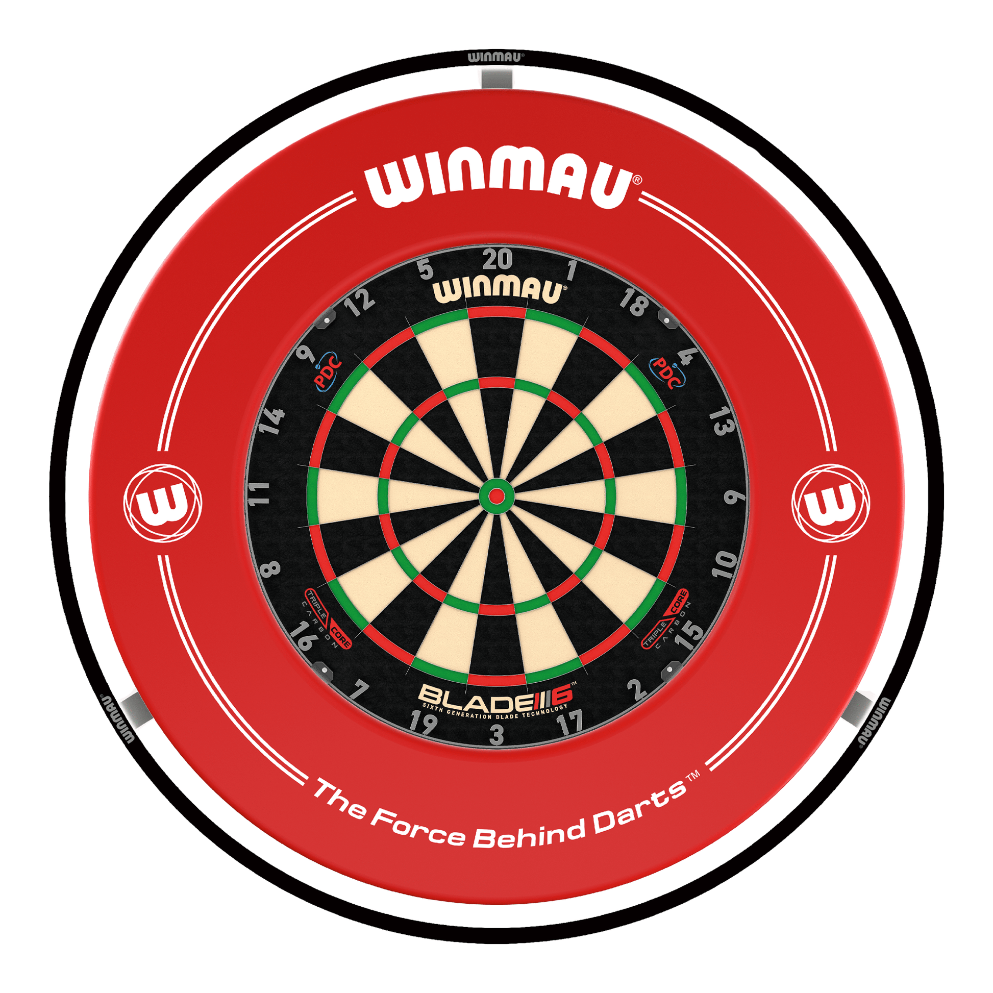 Winmau Blade 6 Triple Core Dartboard, Surround & Black Plasma Light Bundle Blade 6 Triple Core / Red / Winmau Plasma Black Boards