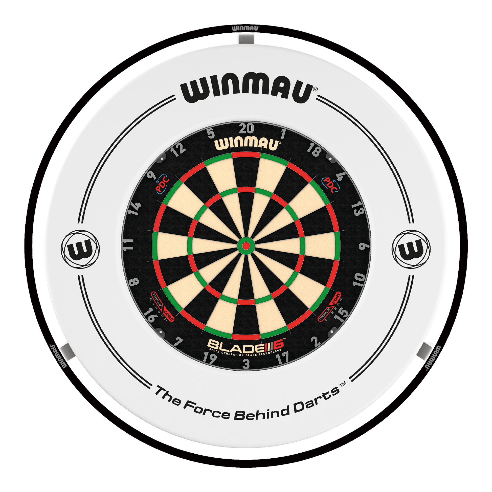 Winmau Blade 6 Triple Core Dartboard, Surround & Black Plasma Light Bundle Blade 6 Triple Core / White / Winmau Plasma Black Boards