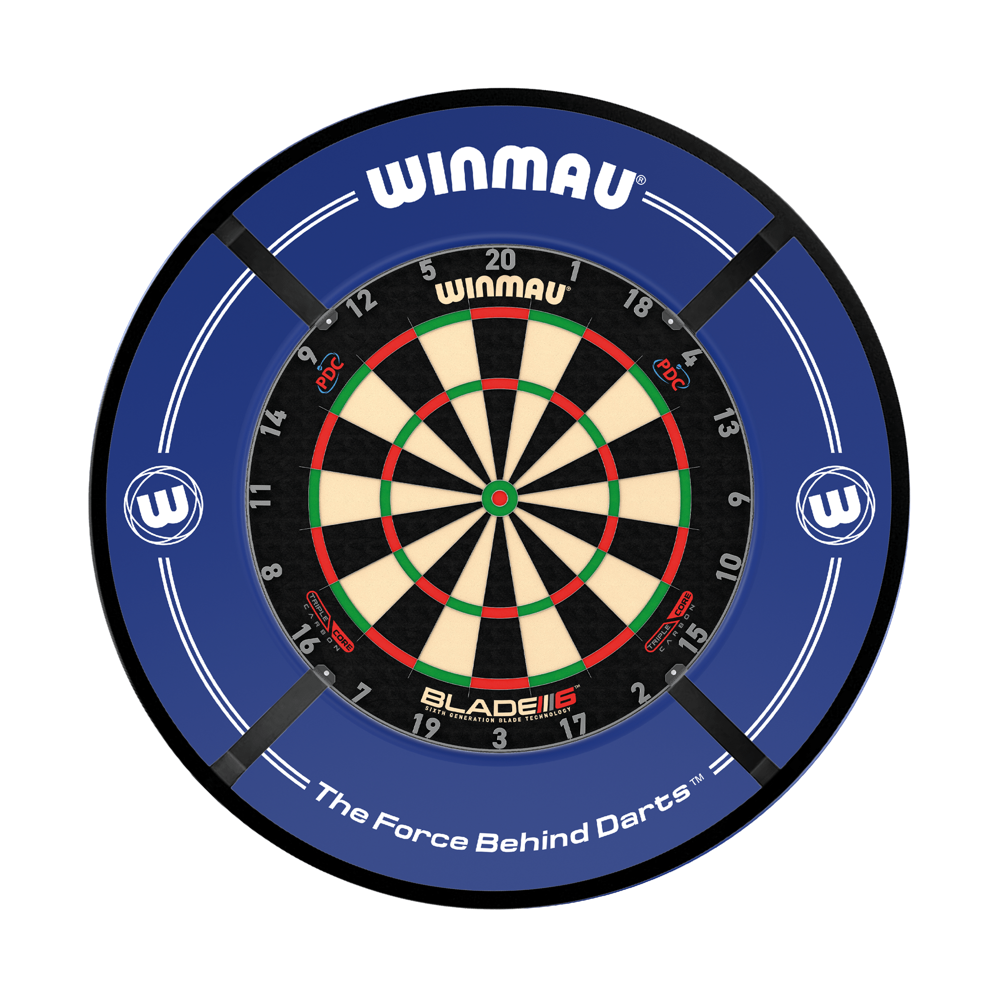 Winmau Blade 6 Triple Core Dartboard, Surround & Corona Light Bundle Blade 6 Triple Core / Blue / Target Corona Vision Boards