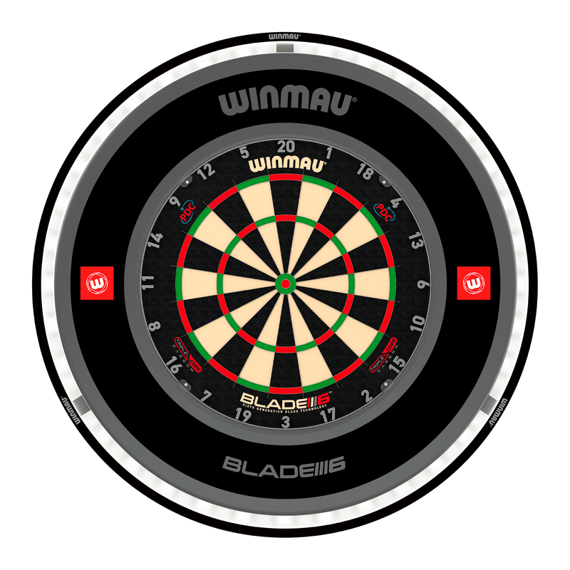 Winmau Blade 6 Triple Core Dartboard, Surround & Plasma Light Bundle Dartboard Bundles