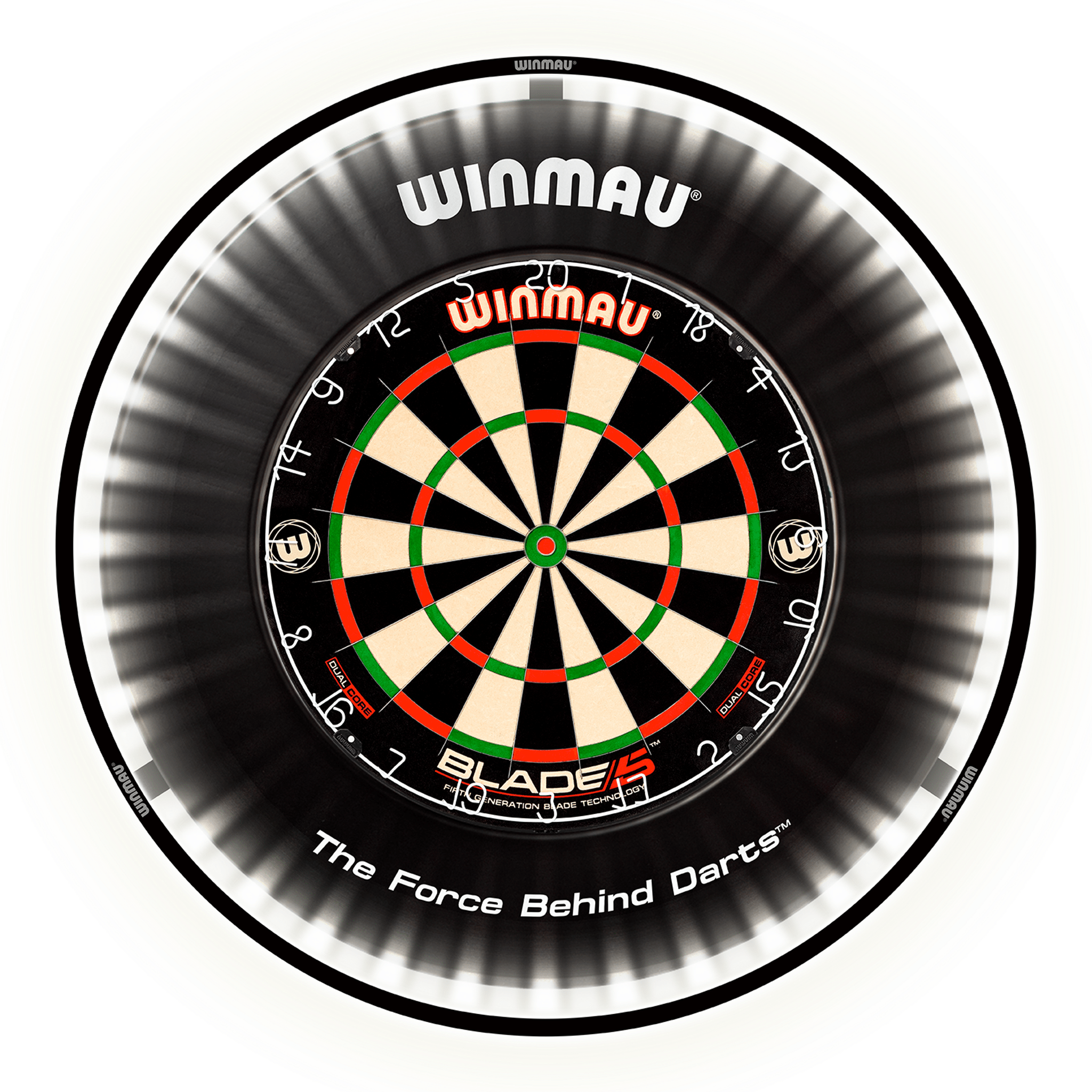 Winmau Blade 6 Triple Core Dartboard, Surround & Plasma Light Bundle Dartboard Bundles