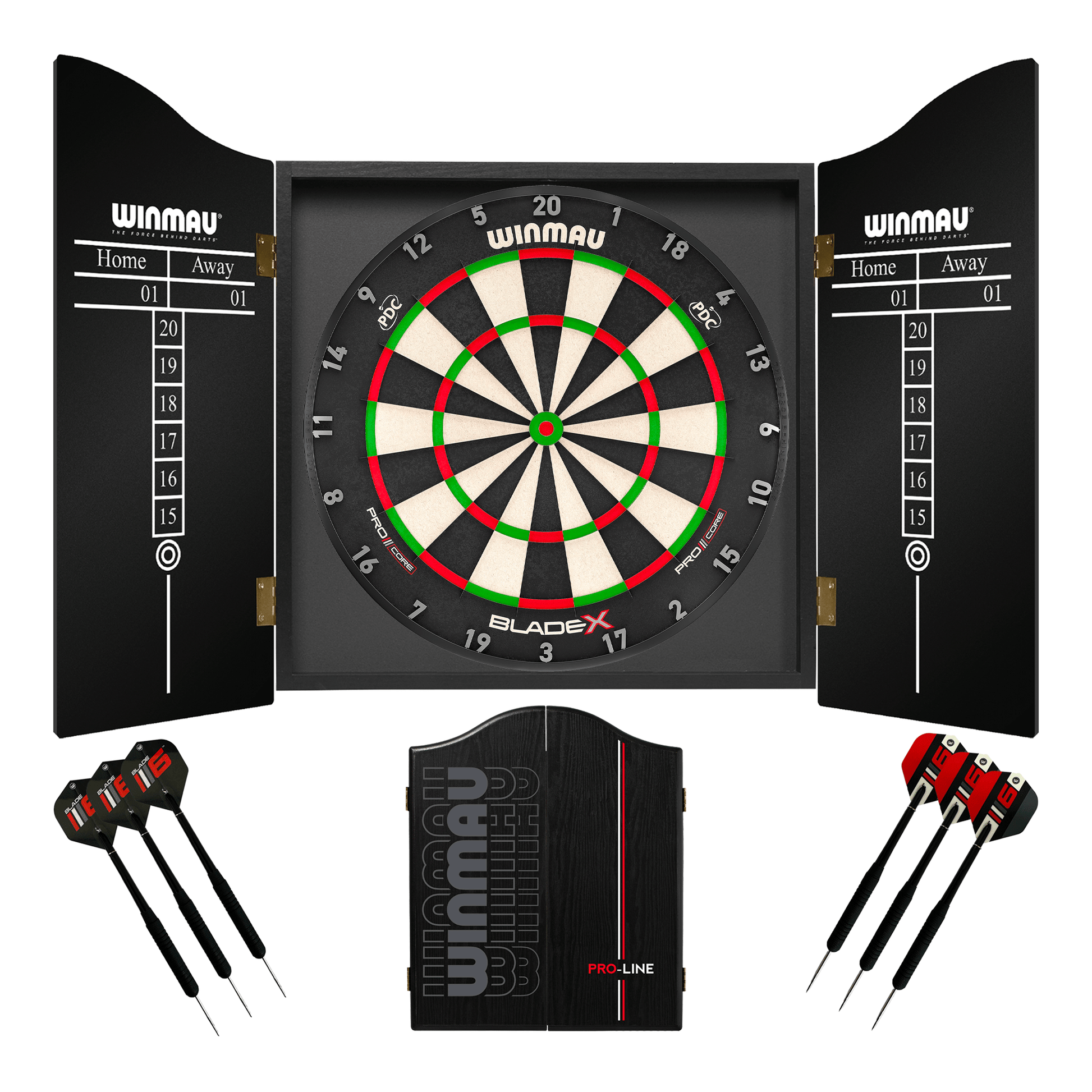 Winmau Blade X Dartboard, Cabinet & Darts - Complete Darts Set Blade X / Craft Beer Boards