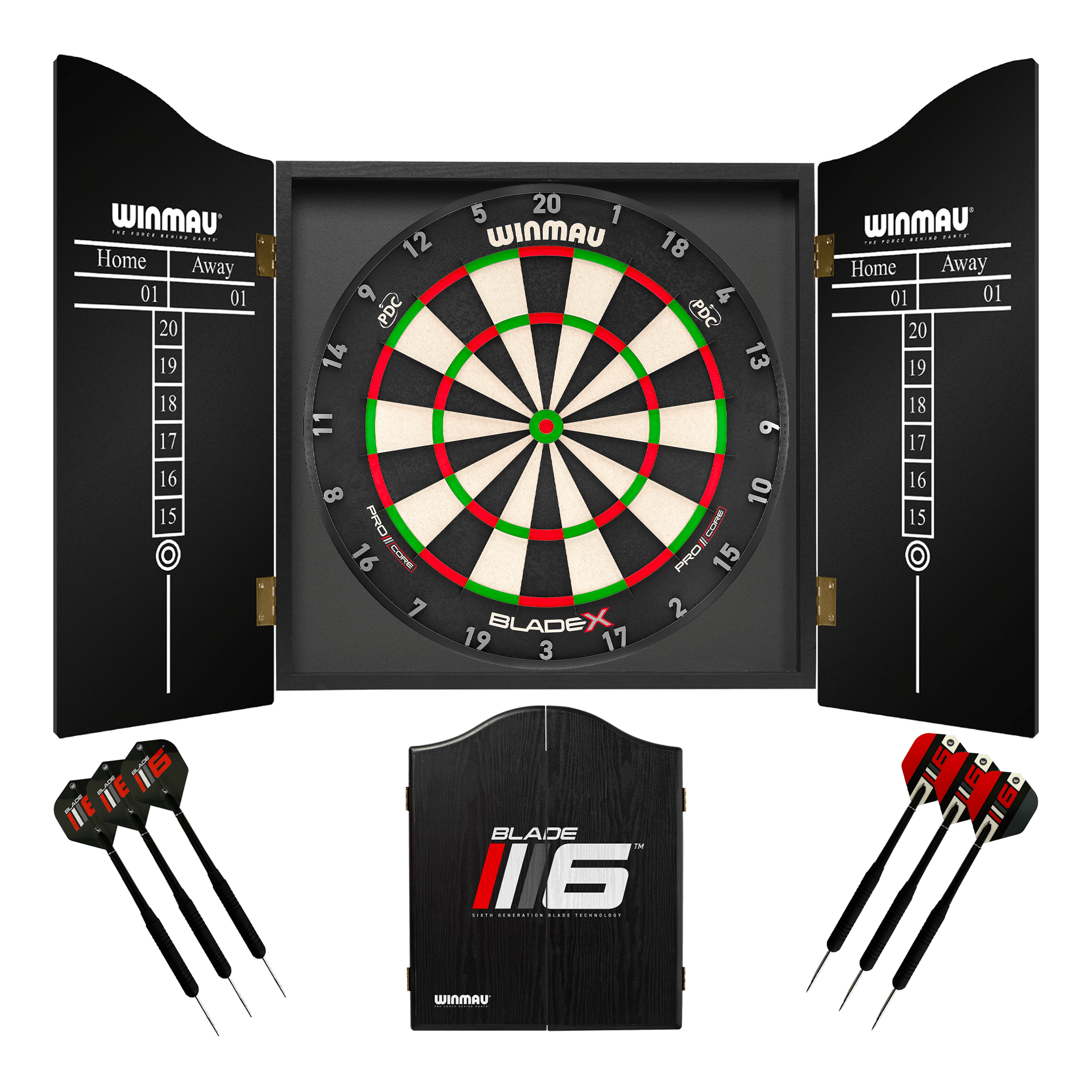 Winmau Blade X Dartboard, Cabinet & Darts - Complete Darts Set Blade X / Pro-Line Boards