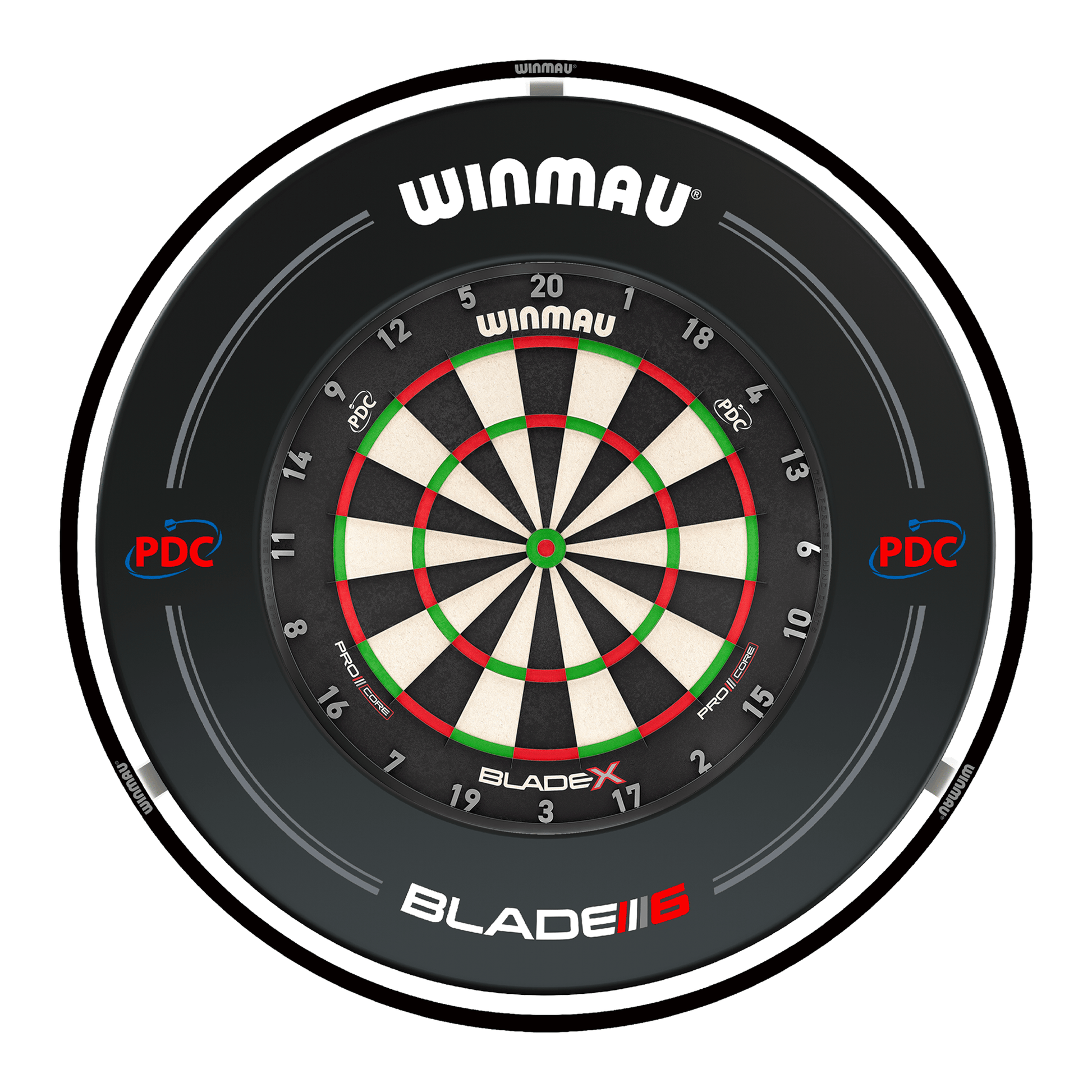Winmau Blade X Dartboard, Surround & Black Plasma Light Bundle Blade X / PDC Black / Winmau Plasma Black Boards