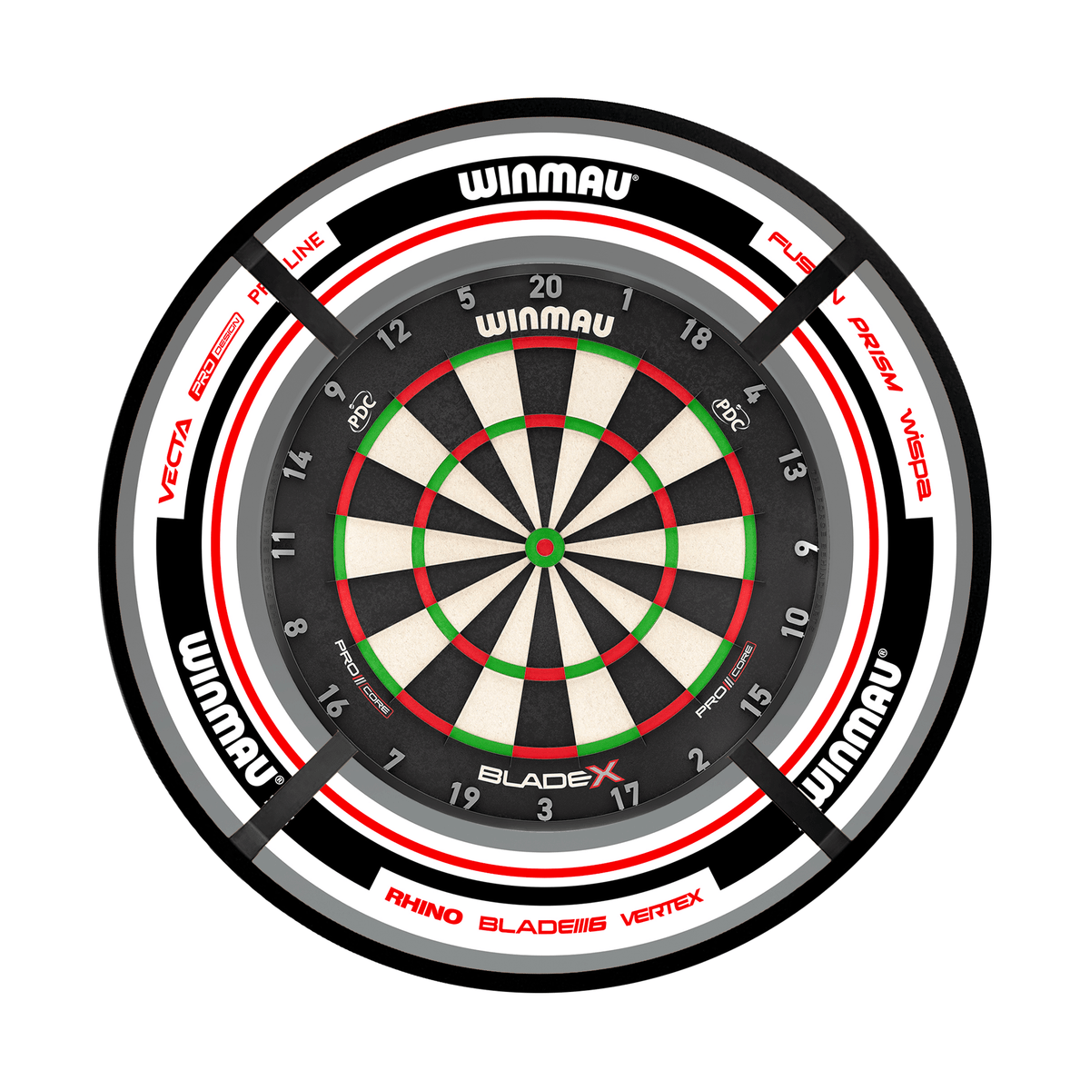 Winmau Blade X Dartboard, Surround & Corona Light Bundle Dartboard Bundles