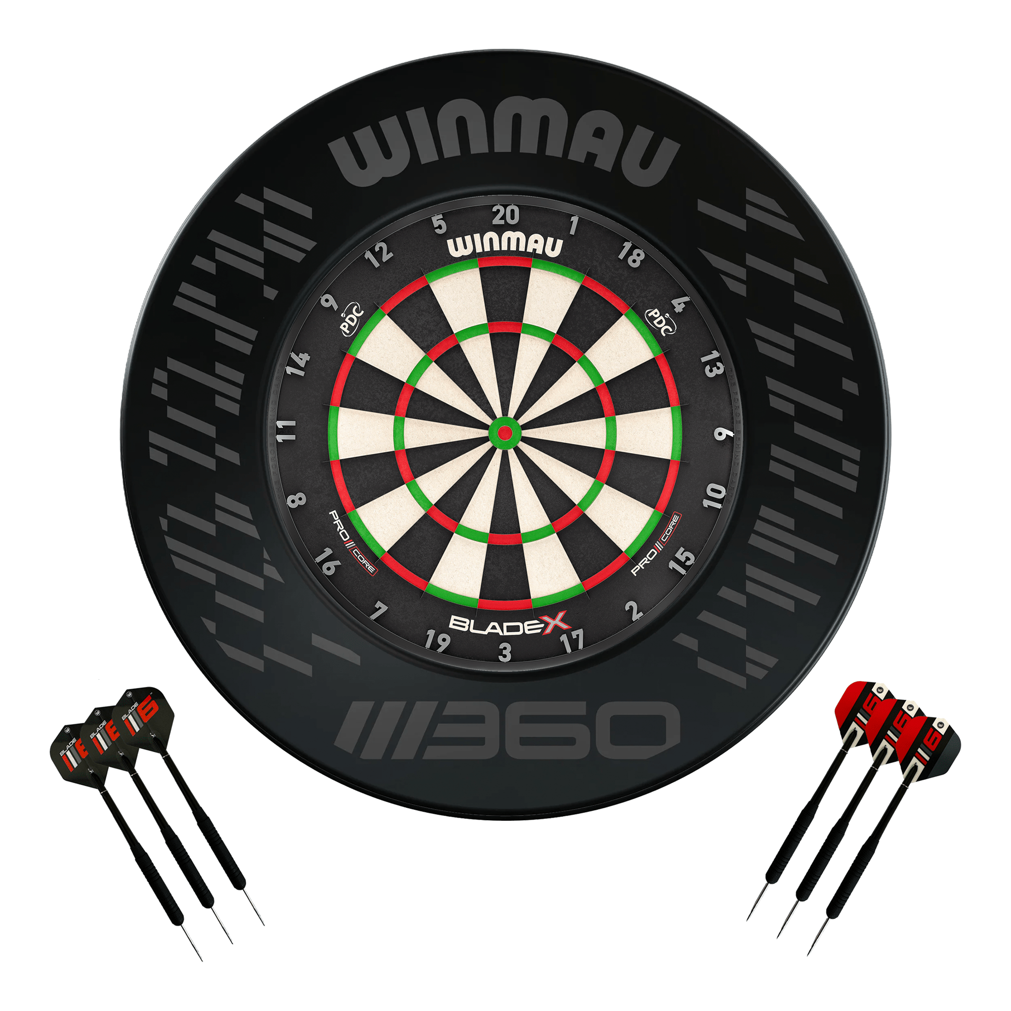 Winmau Blade X Dartboard, Surround & Darts - Complete Darts Set Blade X / Blade 360 Boards