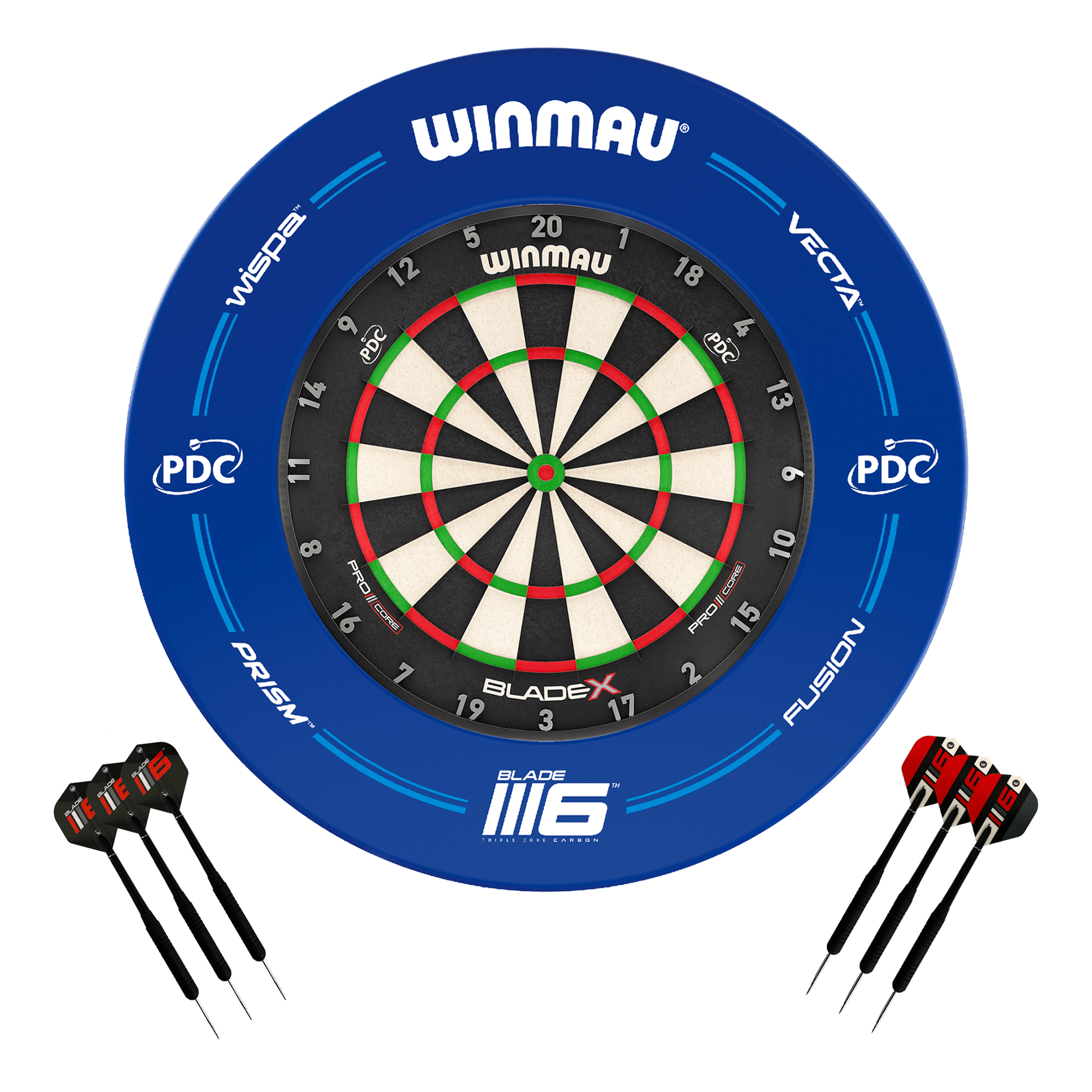 Winmau Blade X Dartboard, Surround & Darts - Complete Darts Set Blade X / PDC Blue Boards