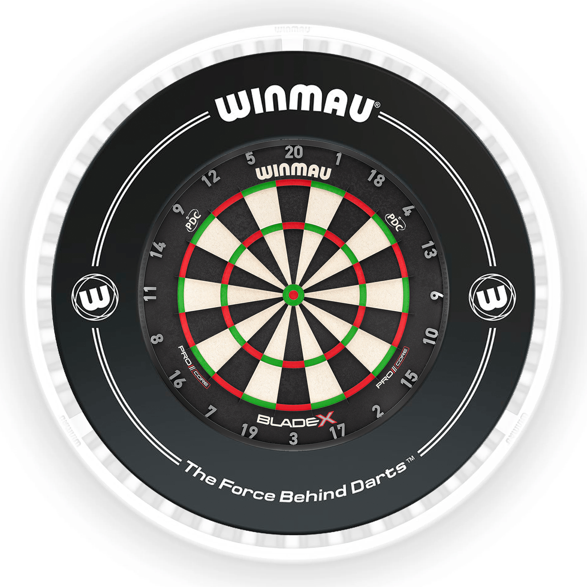 Winmau Blade X Dartboard, Surround & Ice White Plasma Light Bundle BladeX / Black / Winmau Plasma Ice White Boards
