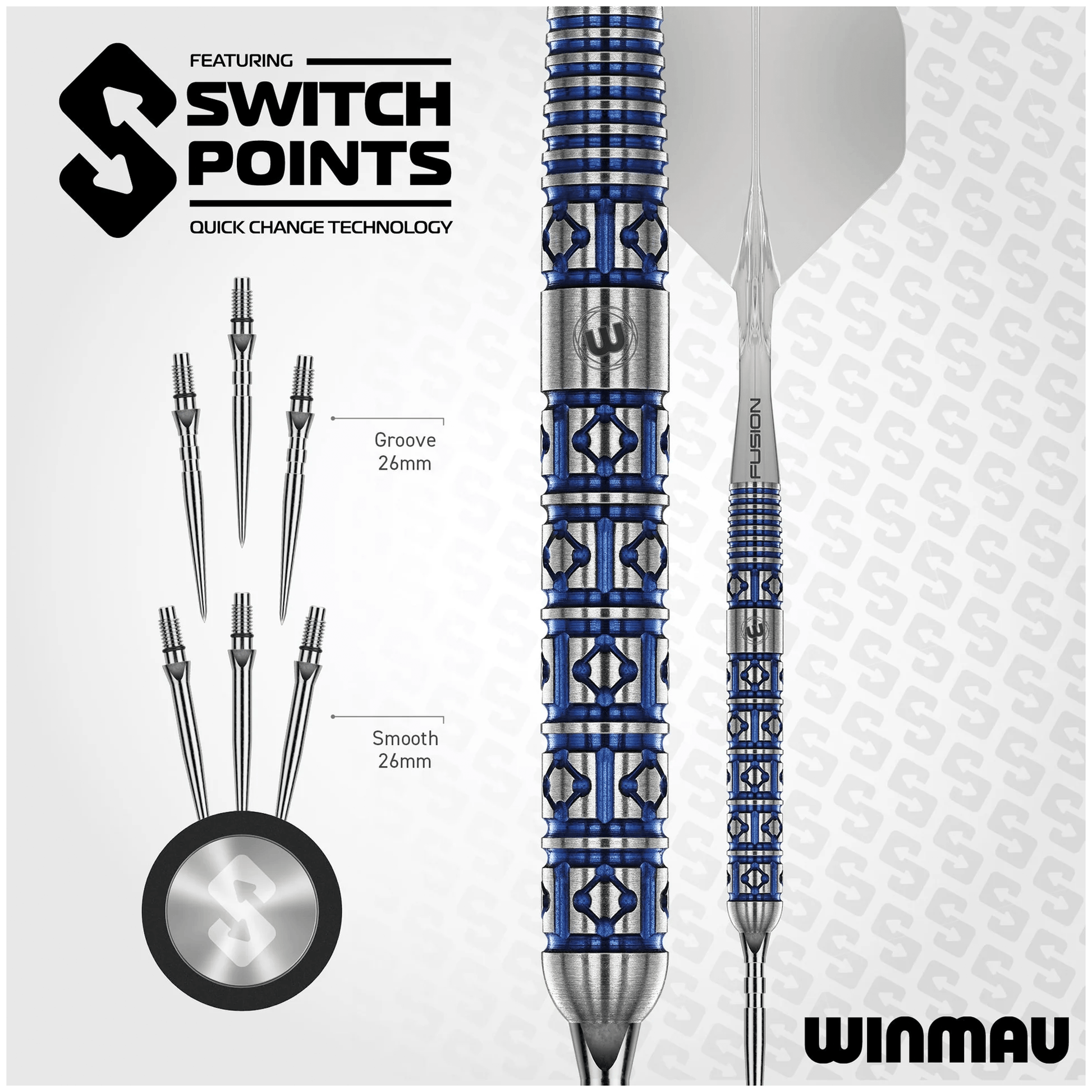 Winmau Lunaris Parallel Switch Point - 90% Tungsten Steel Tip Darts Darts