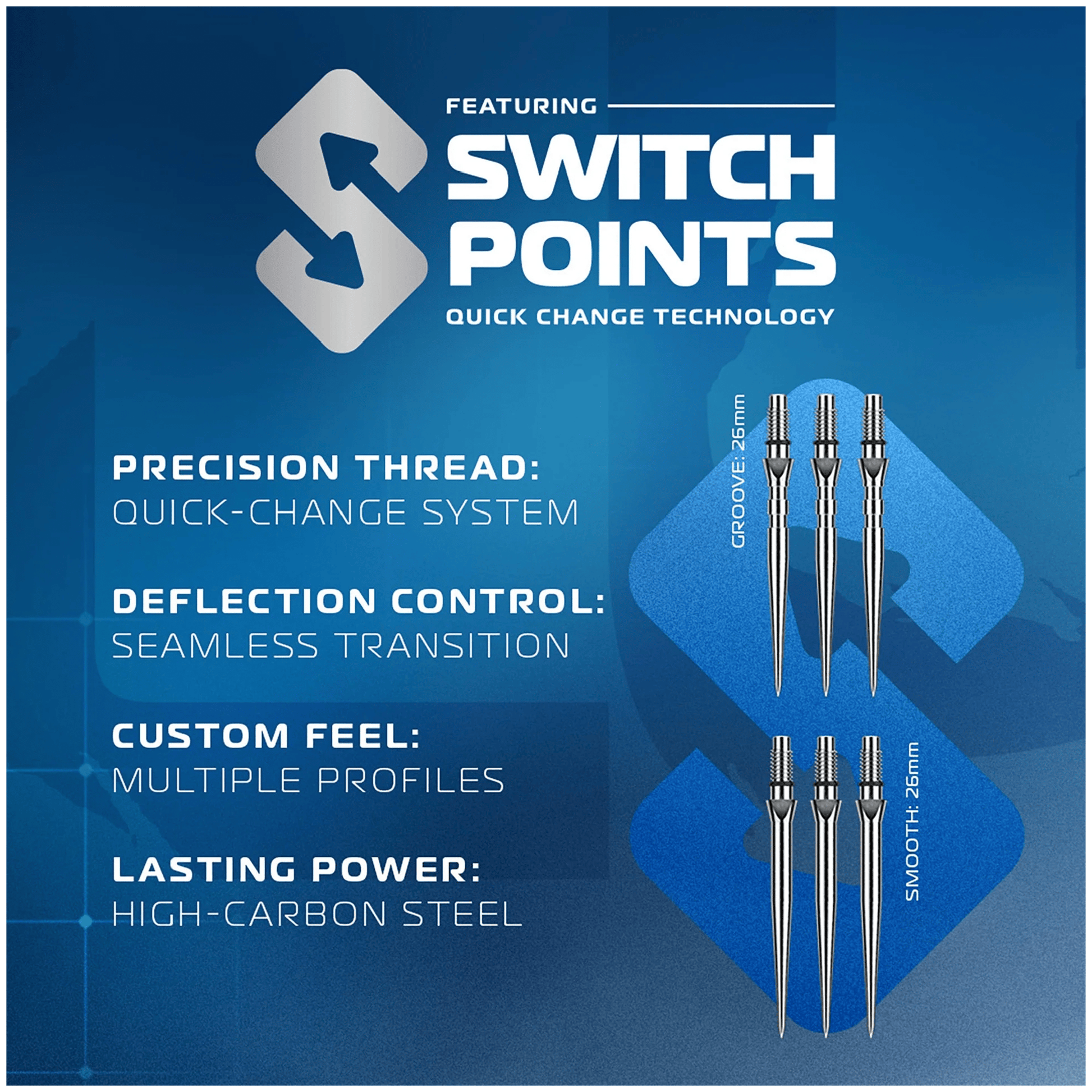 Winmau Lunaris Parallel Switch Point - 90% Tungsten Steel Tip Darts Darts