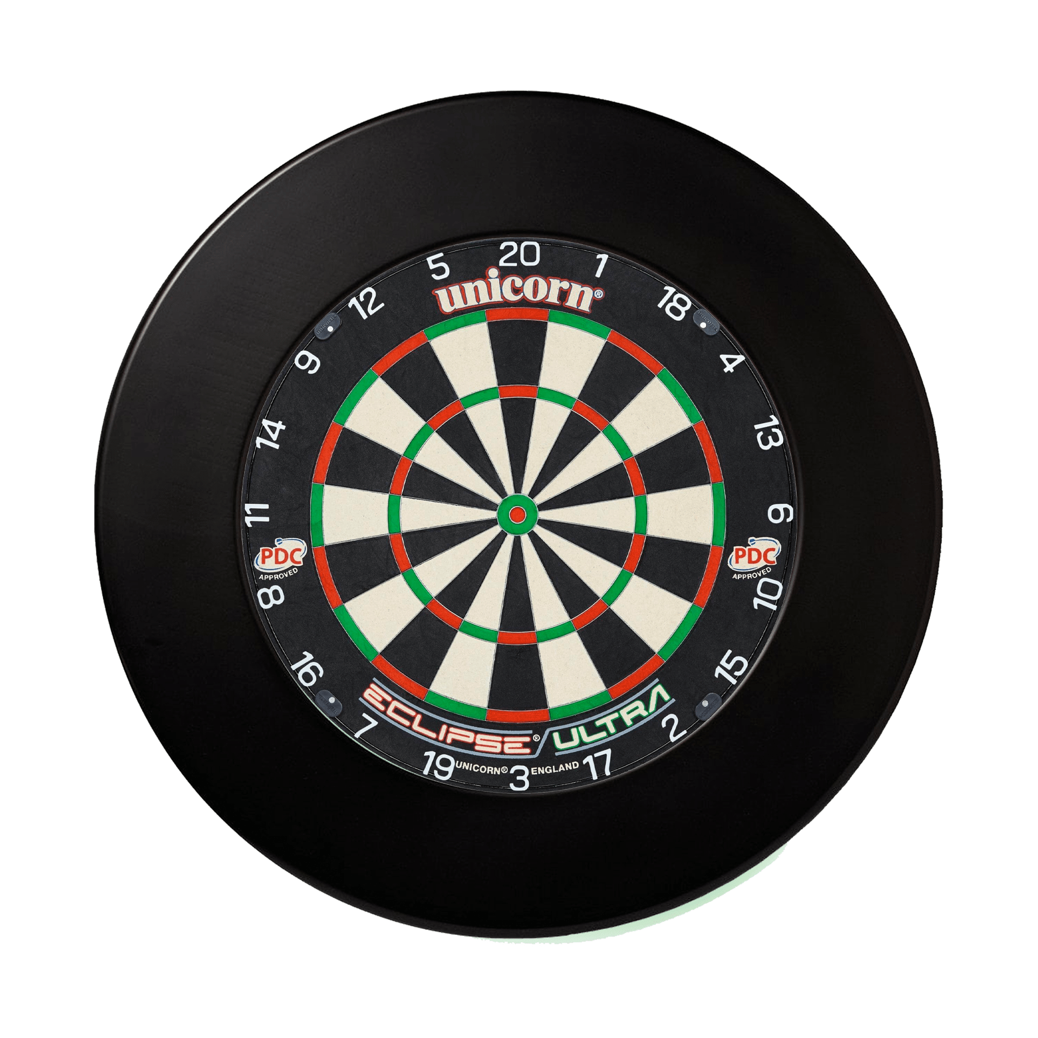 Darts Online Unicorn Eclipse Dartboard & 'Official PDC' Surround Bundle Ultra / Black Boards