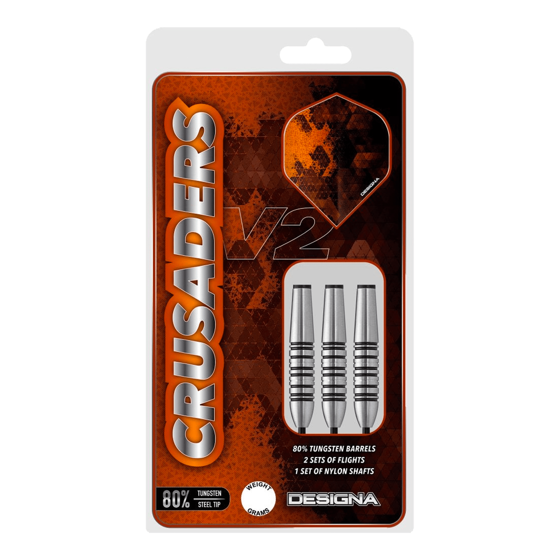 Designa Crusader V2 M5 Steel Tip Darts - 80% Tungsten - 22 Grams Darts