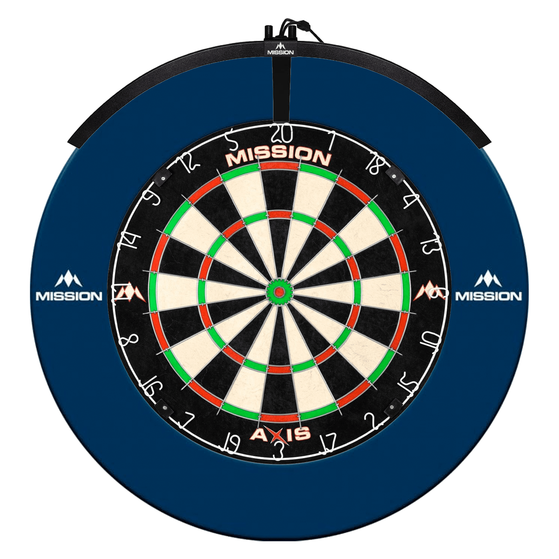 Mission Axis Dartboard, Surround & Light Bundle Blue / Torus 100 Boards