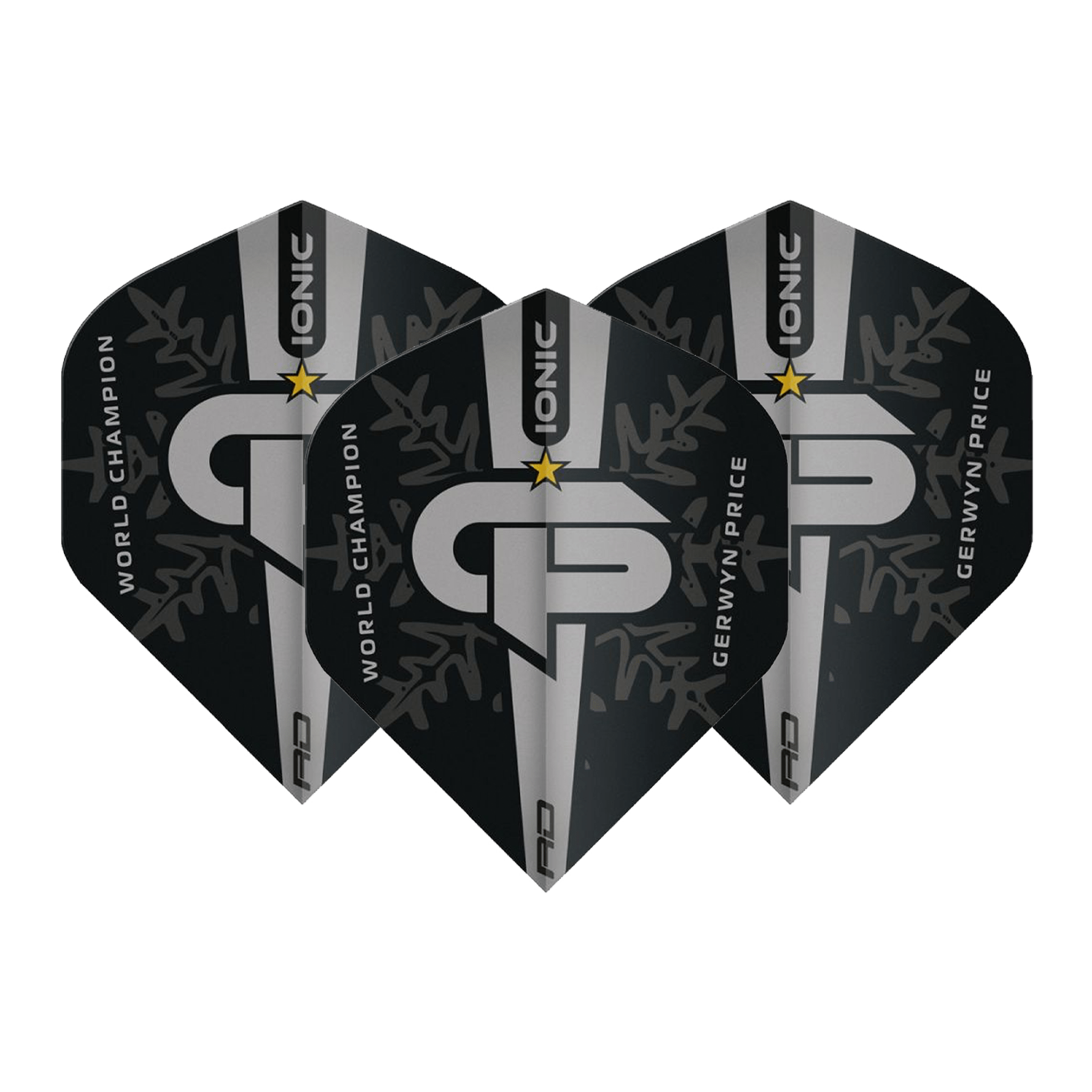 Red Dragon Hardcore Ionic Gerwyn Price World Champion Standard Dart Flights Black/Silver Flights