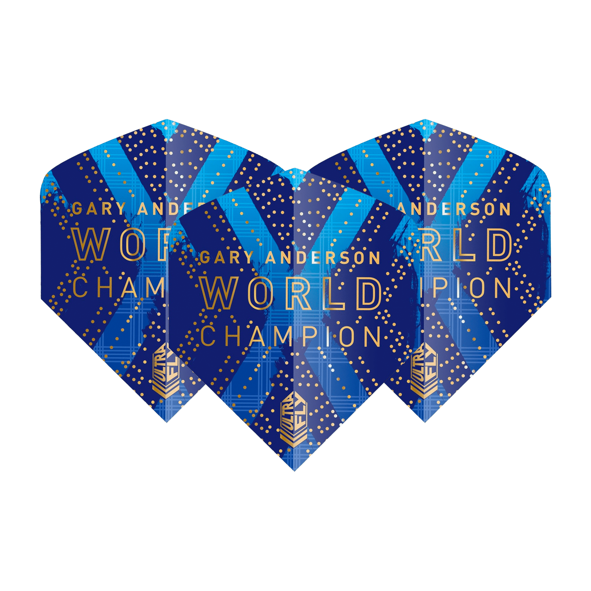 Unicorn Gary Anderson World Champion Phase 6 - Ultrafly Dart Flights Big Wing / Blue & Gold Flights